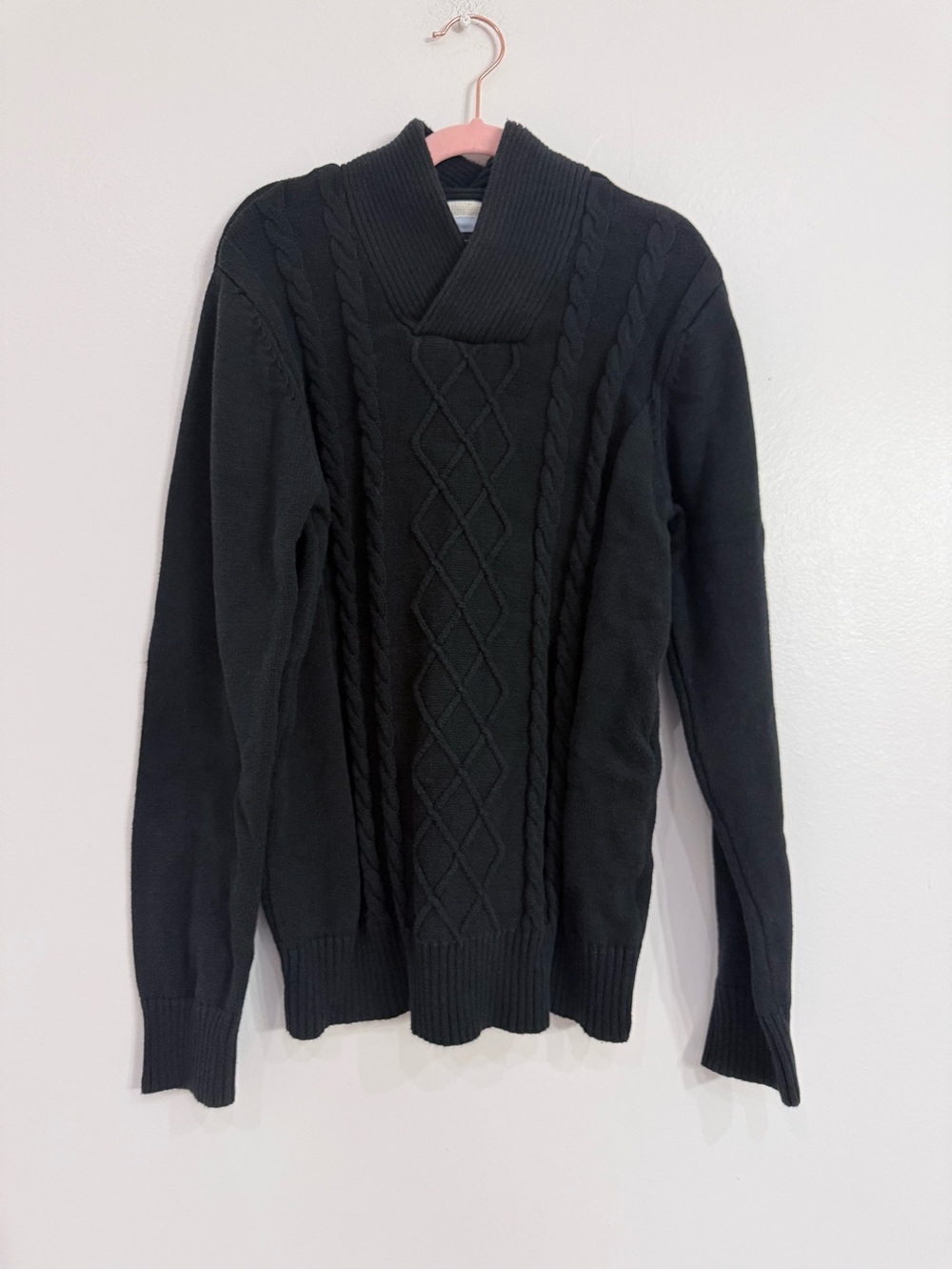 Tommy Hilfiger Black Cable-Knit Turtleneck Sweater